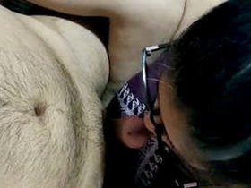 A seductive woman performs oral sex and straddles a partner