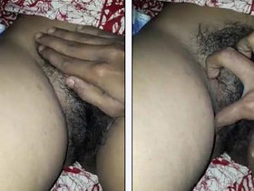 Indian spouse's husband films her as she pleasures herself and reveals her hairy intimate area