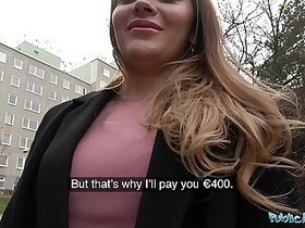 Public Agent Russian shaven pussy fucked for cash