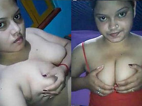 Sangita Bhowmik, an Indian beauty, flaunts and fondles her ample bosom for her lover