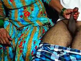 Aroused Indian wife in green saree gives oral sex and receives intense anal penetration at home