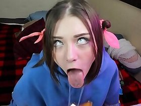 Deepthroat, feet and nipple orgasm