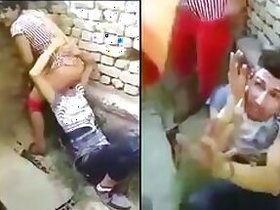 Indian wife with her lover caught in an act of adultery outdoors, Desi sex mms