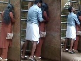 Desi mms video of Indian girl caught off guard by lover outdoors