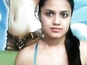 Punjabi unprofessional girlfriend flaunts and fondles her milk sacs on camera