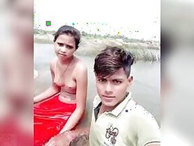 Dehati Desi XXX lovers enjoy a sexy swim outdoors on camera selfies MMC