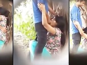 Teenager gives blowjob to lover outdoors in stunning Desi mms clip