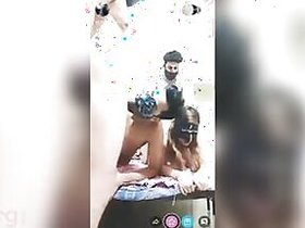 Desi best bi sexy XXX friends shagging all together in bed