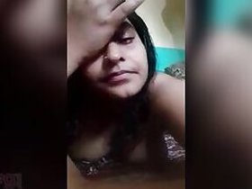 Chick Desi XXX shows her naked hairless pussy and perfect big tits