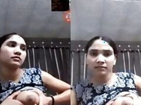 Dirty webcam model Bangla squeezing her huge xxx tits on webcam Desi