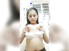 Bangladeshi Desi XXX girl plays with her pussy with her cute tits on camera