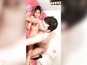 MMS video of amateur couple Desi doing XXX weirdo in the bedroom