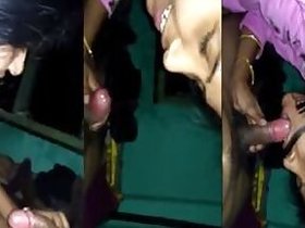 Pretty wife devours her spouse's cock at home