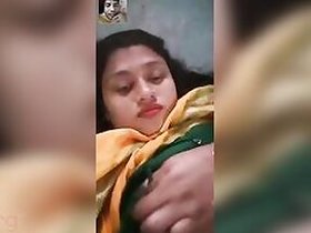 Silly desi XXX chick shows her big tits to her boyfriend