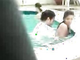 Pool sex recorded on a live camera