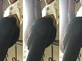 Jerking off a horny girl's pussy on the stairs