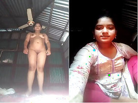 A horny Budi shows her tits and jerks off with her fingers.