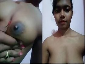 Pretty Indian girl showing her tits and wet pussy